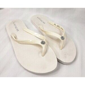 Coach Women's Cream Flip Flops